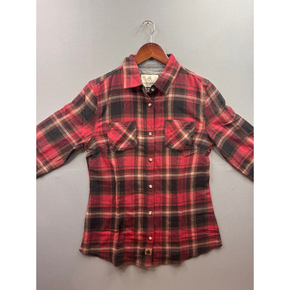 Legendary Whitetails Flannel Shirt Mens Red Black Plaid Button Down Small